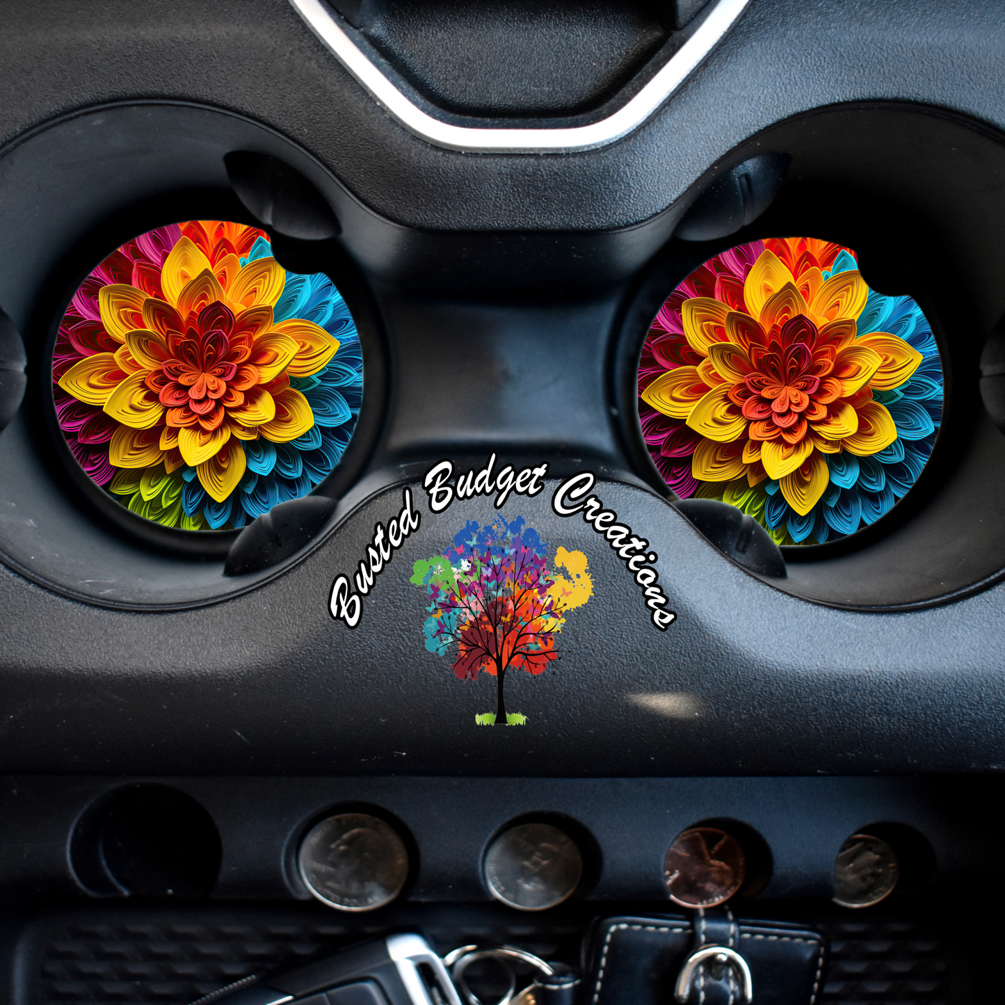 3D flower ceramic car coaster