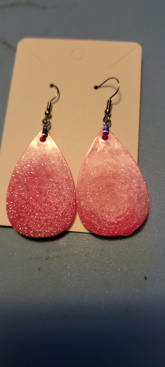 Pink glitter resin earrings