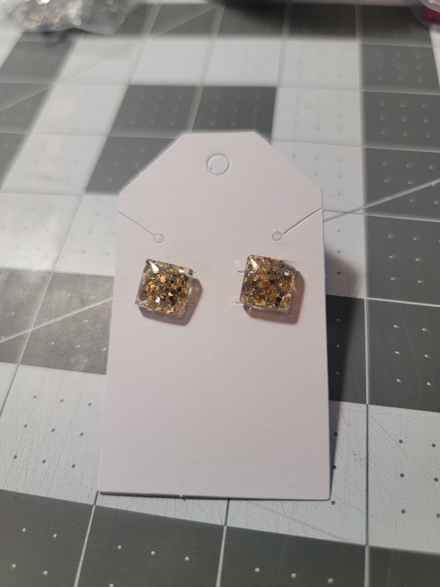 Gold Chunky square stud earrings