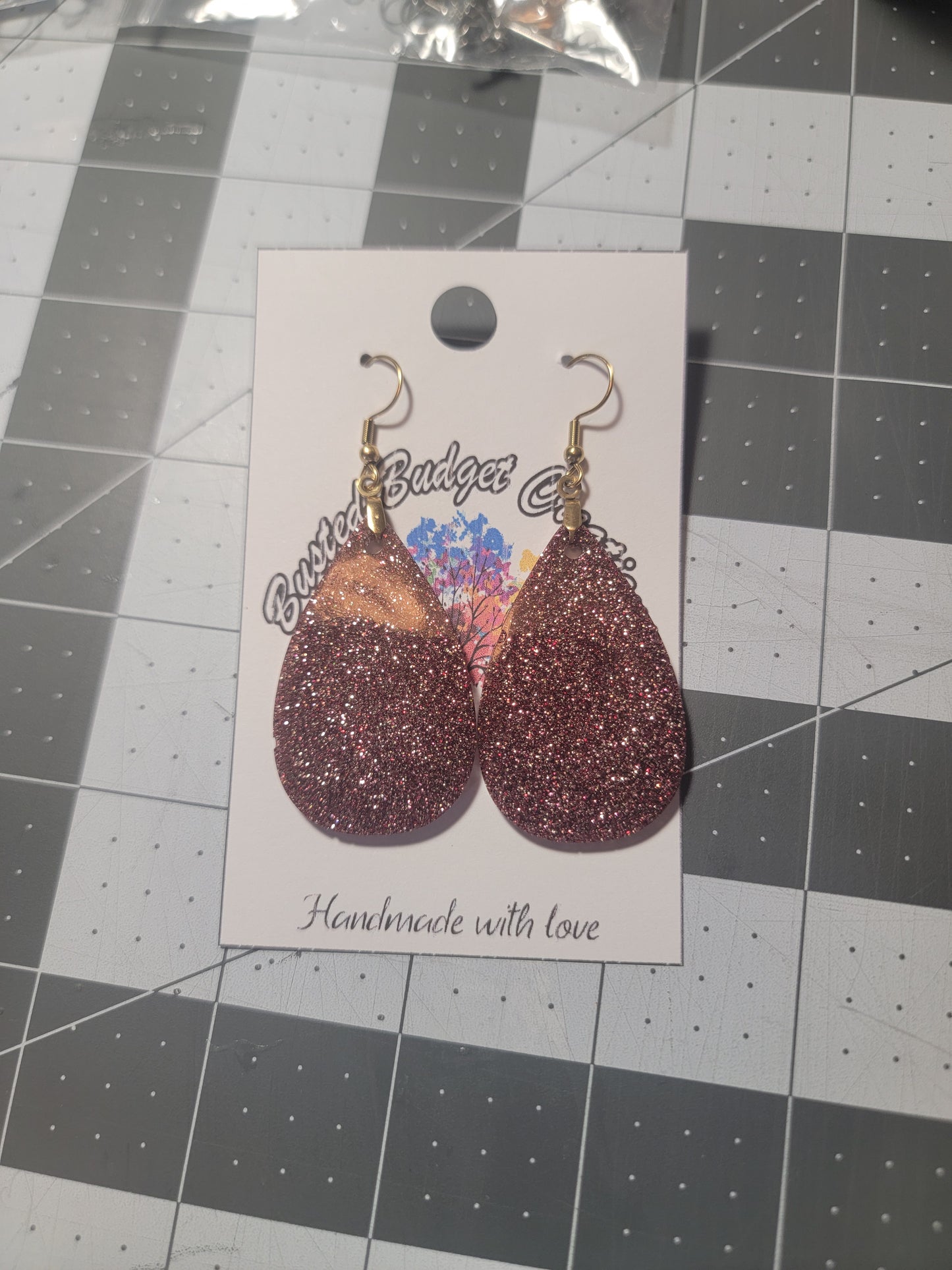 Deep Rose Gold teardrop earring