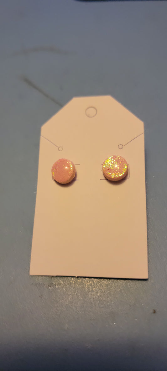 Light pink polymer clay stud earring