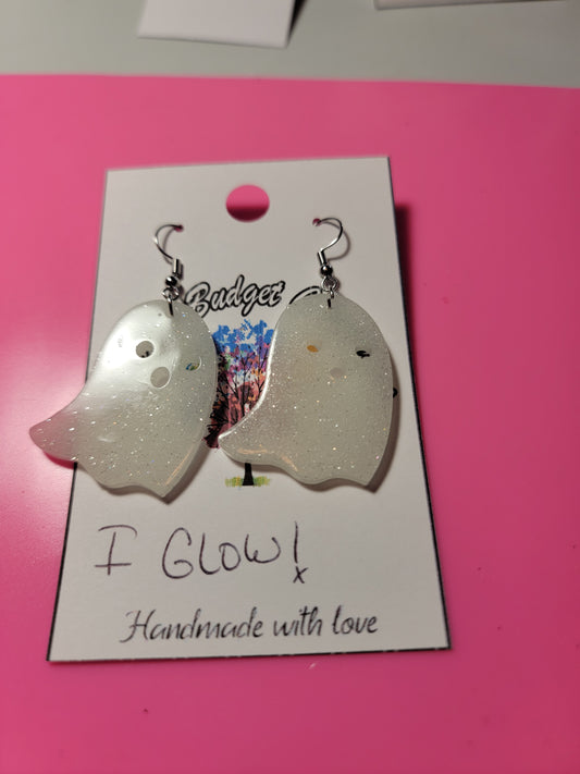 Glow ghosts resin earrings