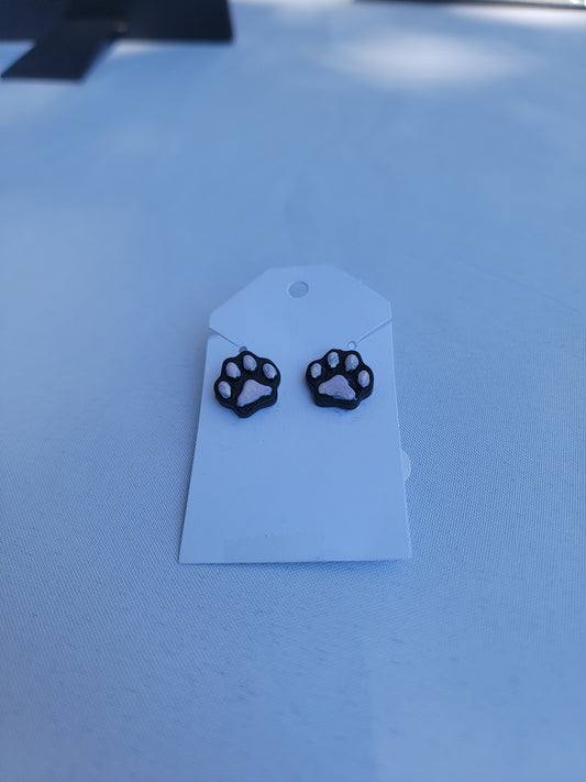 Polymer clay paw print earrings