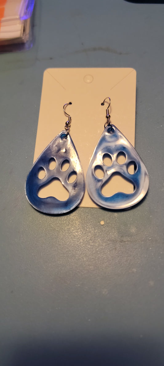 Blue mica law print resin earrings