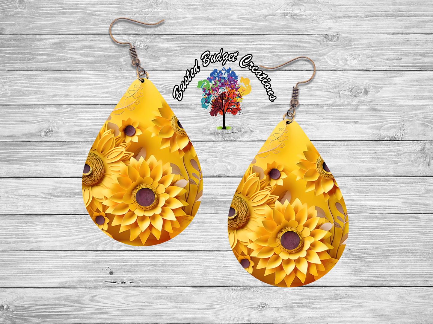 Yellow daisy teardrop earrings